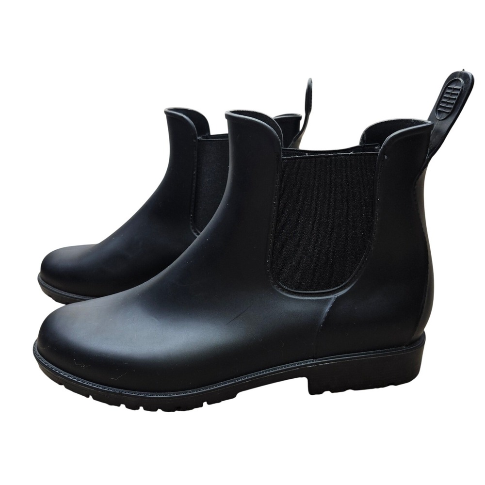 Asgard Womens Black‎ Waterproof Chelsea Rain Boots Matte Ankle Booties Size 9.5